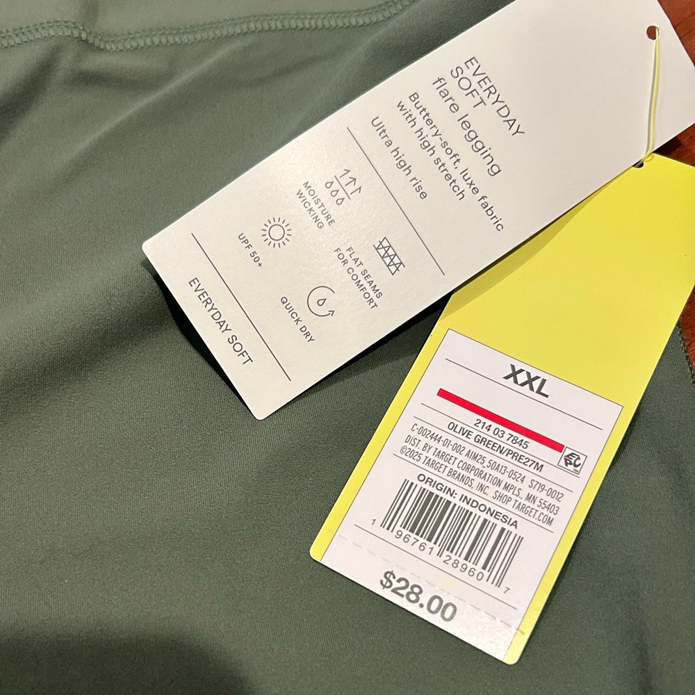 ALL IN MOTION FLARE LEGGINGS ULTRA HIGH RISE EVERYDAY SOFT WOMEN'S XXL GREEN - Picture 9 of 11